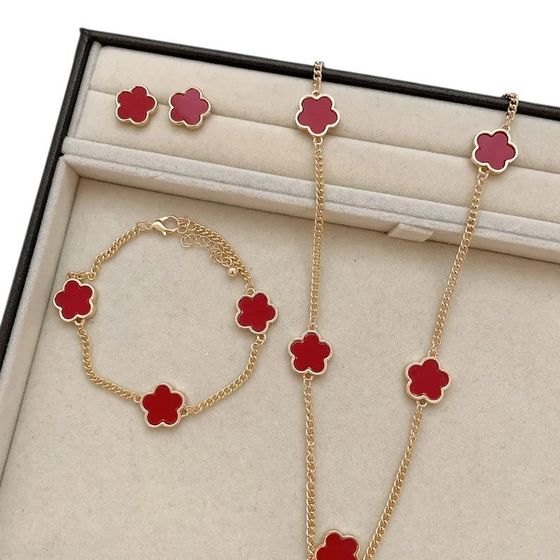 Bijoux trèfle rouge doré