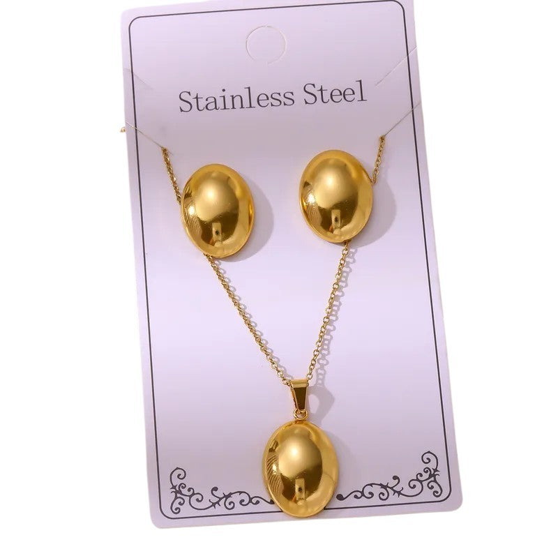 inoxydable plaqué or – collier et boucles d'oreilles