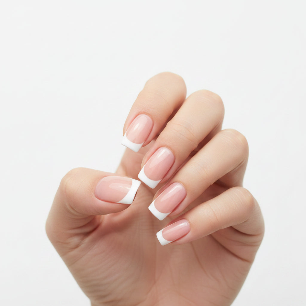 Faux ongles french blanc classique carré