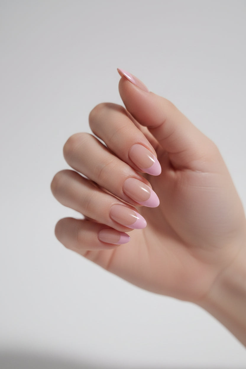 Faux ongles french rose nacré – 24 pièces avec colle