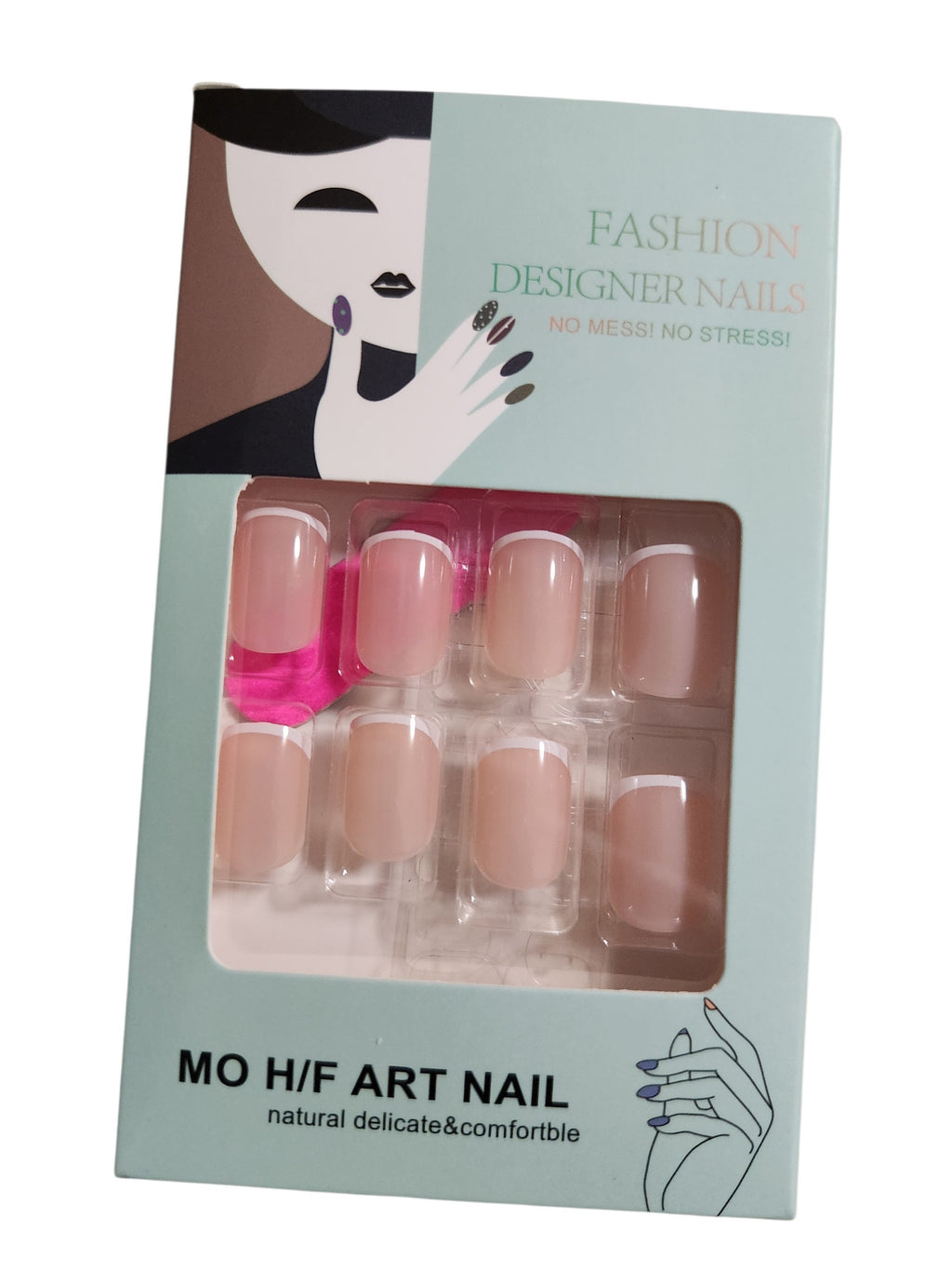 Faux ongles french blanc classique carré